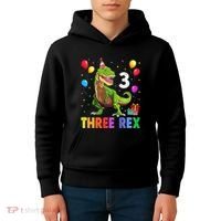 Three Rex 3rd Birthday Third Dinosaur 3 Year Old Kids Hoodie thumb 4
