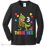 Three Rex 3rd Birthday Third Dinosaur 3 Year Old Kids Long Sleeve Shirt thumb 0