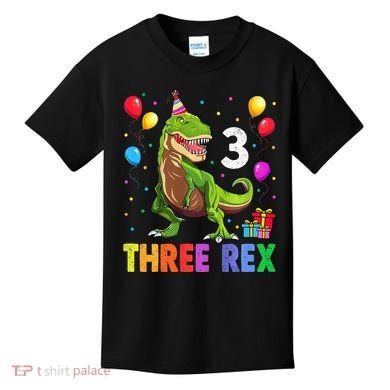 Three Rex 3rd Birthday Third Dinosaur 3 Year Old Kids T-Shirt