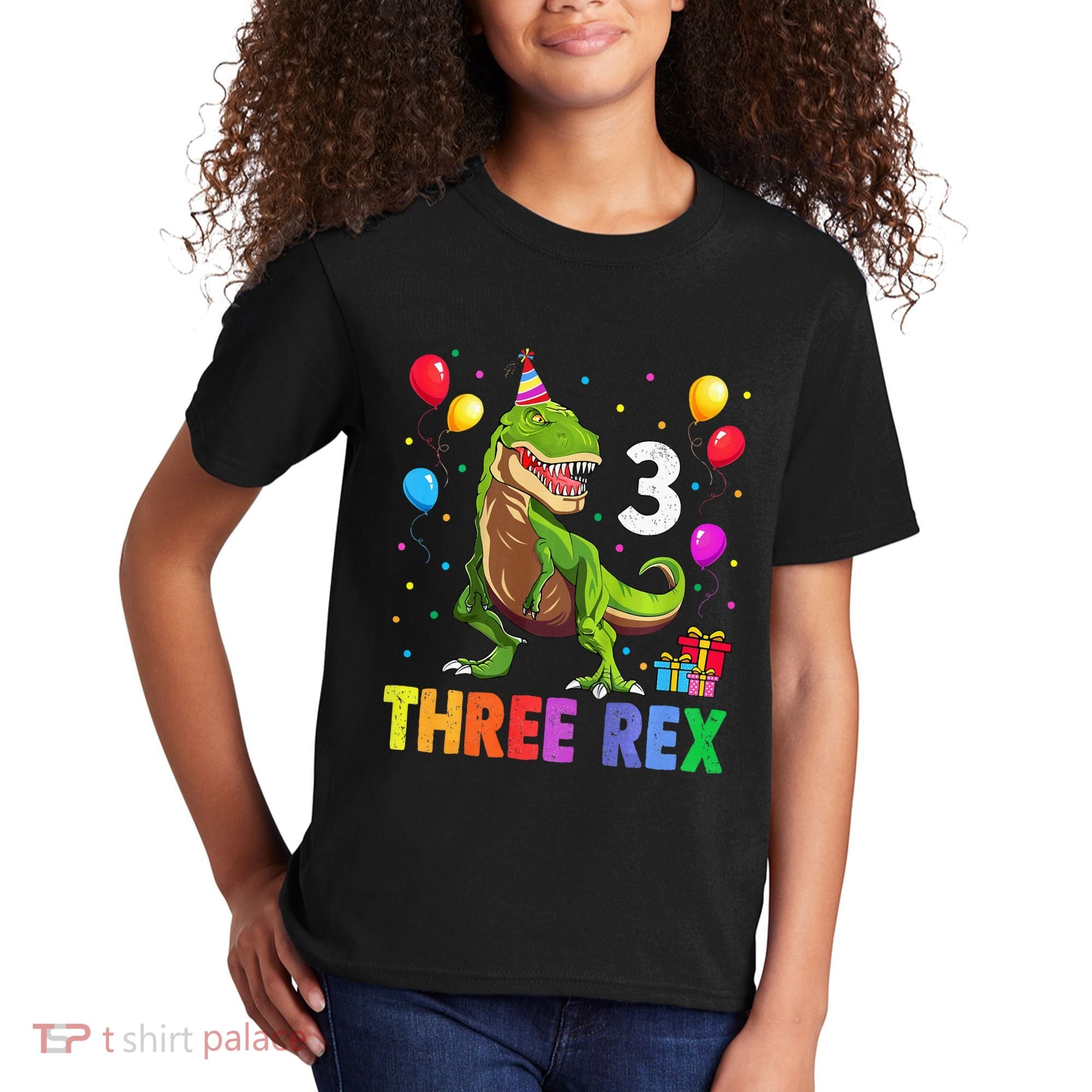 Three Rex 3rd Birthday Third Dinosaur 3 Year Old Kids T-Shirt