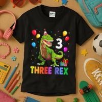 Three Rex 3rd Birthday Third Dinosaur 3 Year Old Kids T-Shirt thumb 3