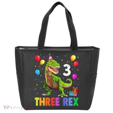 Three Rex 3rd Birthday Third Dinosaur 3 Year Old Tote Bag