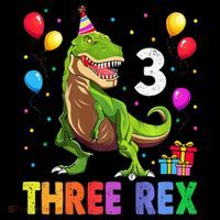 Three Rex 3rd Birthday Third Dinosaur 3 Year Old Tote Bag thumb 4