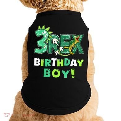 Three Rex 3rd Birthday Third Dinosaur 3 Year Old Doggie Tank