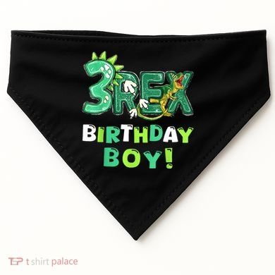 Three Rex 3rd Birthday Third Dinosaur 3 Year Old USA-Made Doggie Bandana