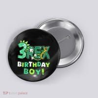 Three Rex 3rd Birthday Third Dinosaur 3 Year Old Button thumb 0