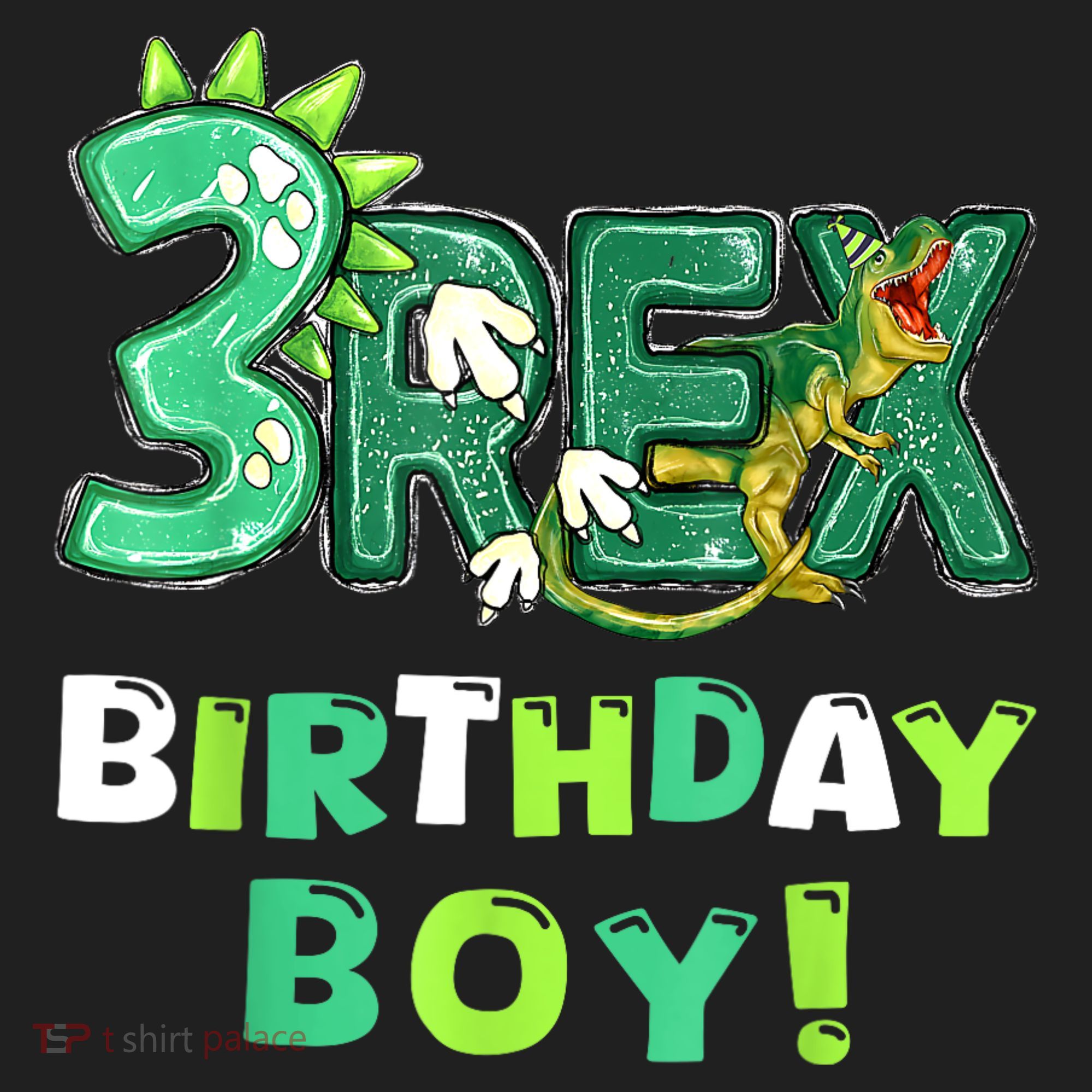 Three Rex 3rd Birthday Third Dinosaur 3 Year Old Golf Towel