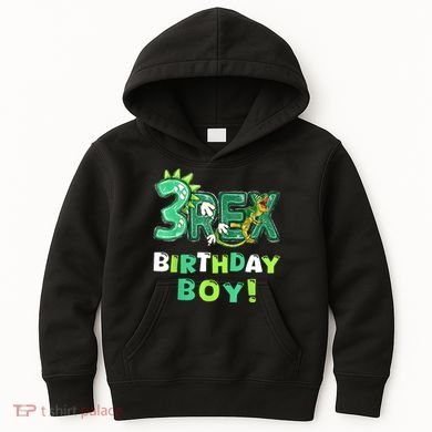 Three Rex 3rd Birthday Third Dinosaur 3 Year Old Kids Hoodie