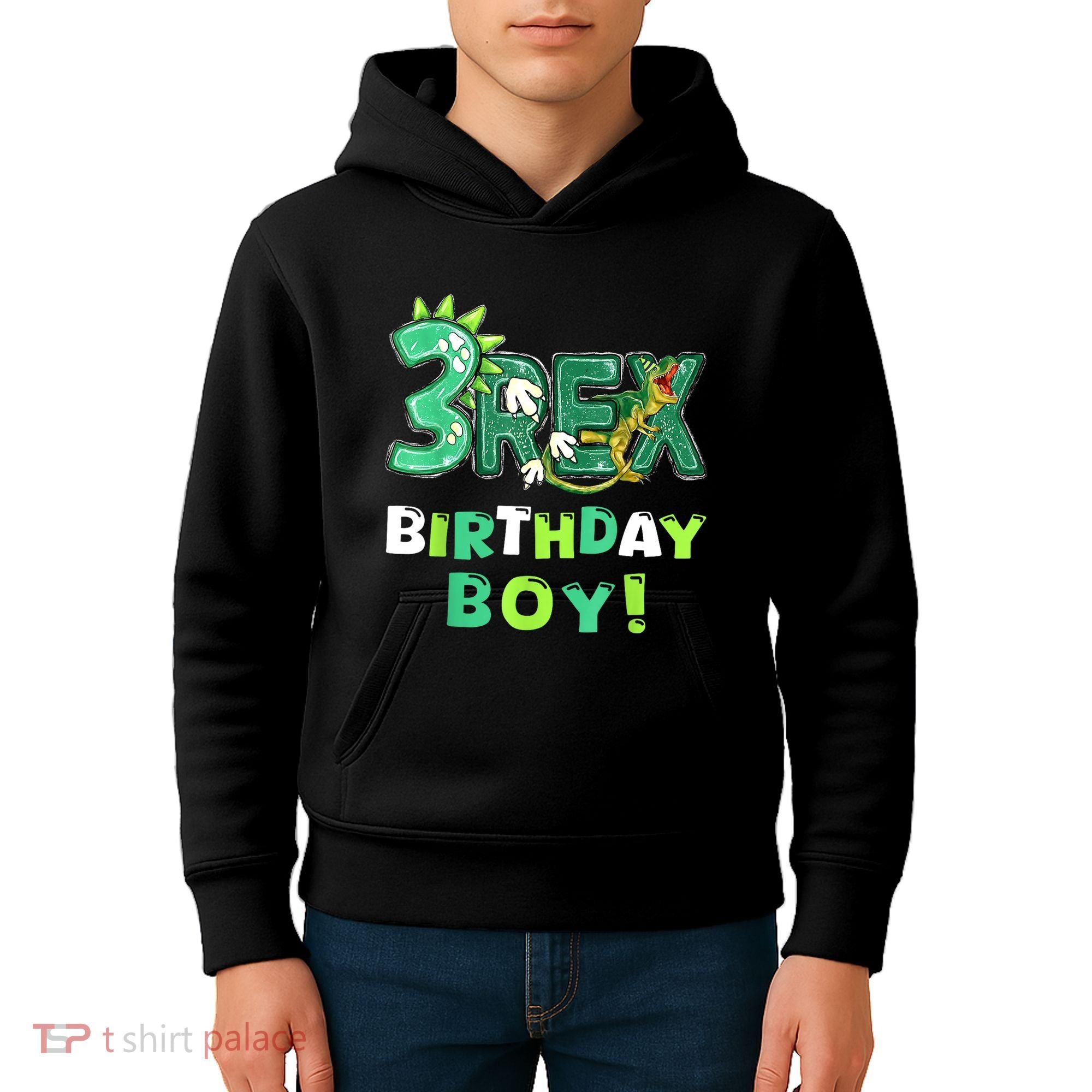 Three Rex 3rd Birthday Third Dinosaur 3 Year Old Kids Hoodie