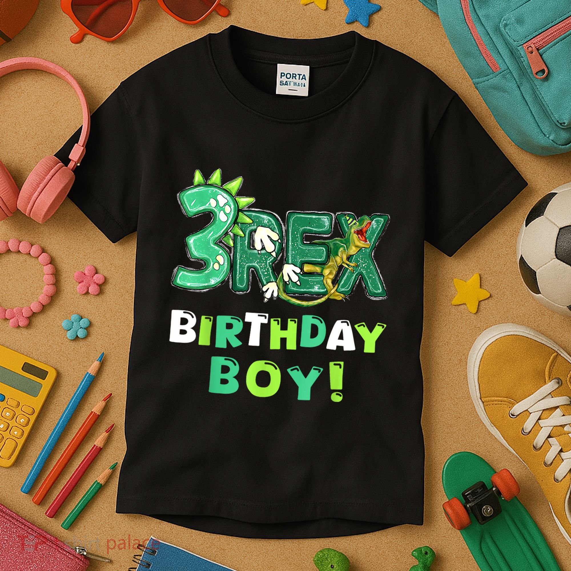 Three Rex 3rd Birthday Third Dinosaur 3 Year Old Kids T-Shirt