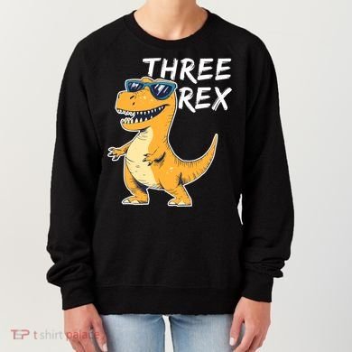 Three Rex 3rd Birthday Gifts Third Dinosaur Boy 3 Years Old Women's Sweatshirt