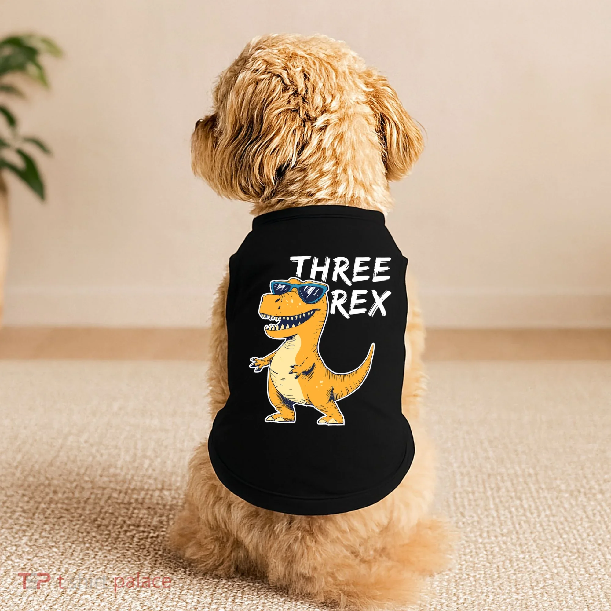 Three Rex 3rd Birthday Gifts Third Dinosaur Boy 3 Years Old Doggie Tank