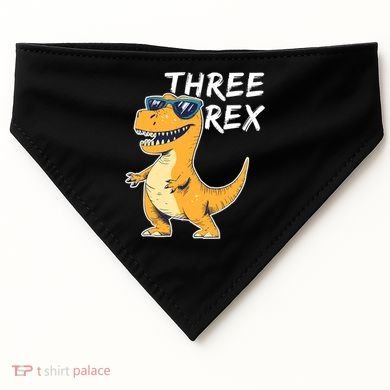 Three Rex 3rd Birthday Gifts Third Dinosaur Boy 3 Years Old USA-Made Doggie Bandana