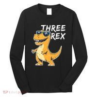 Three Rex 3rd Birthday Gifts Third Dinosaur Boy 3 Years Old Long Sleeve Shirt thumb 0