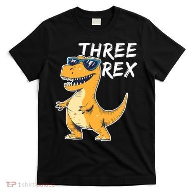 Three Rex 3rd Birthday Gifts Third Dinosaur Boy 3 Years Old T-Shirt