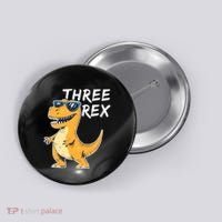 Three Rex 3rd Birthday Gifts Third Dinosaur Boy 3 Years Old Button thumb 0