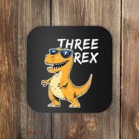 Three Rex 3rd Birthday Gifts Third Dinosaur Boy 3 Years Old Coaster thumb 0
