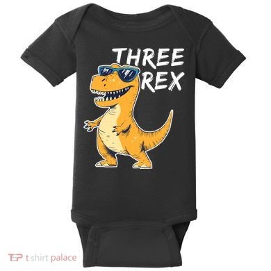 Three Rex 3rd Birthday Gifts Third Dinosaur Boy 3 Years Old Baby Bodysuit