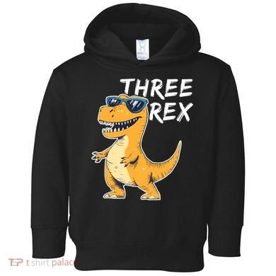 Three Rex 3rd Birthday Gifts Third Dinosaur Boy 3 Years Old Toddler Hoodie
