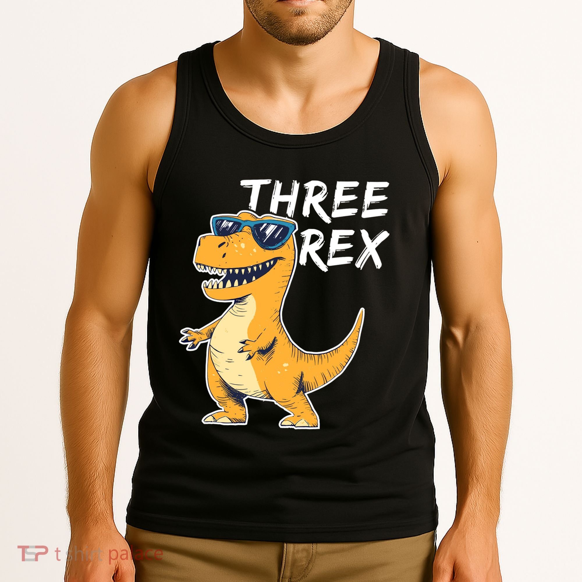 Three Rex 3rd Birthday Gifts Third Dinosaur Boy 3 Years Old Tank Top