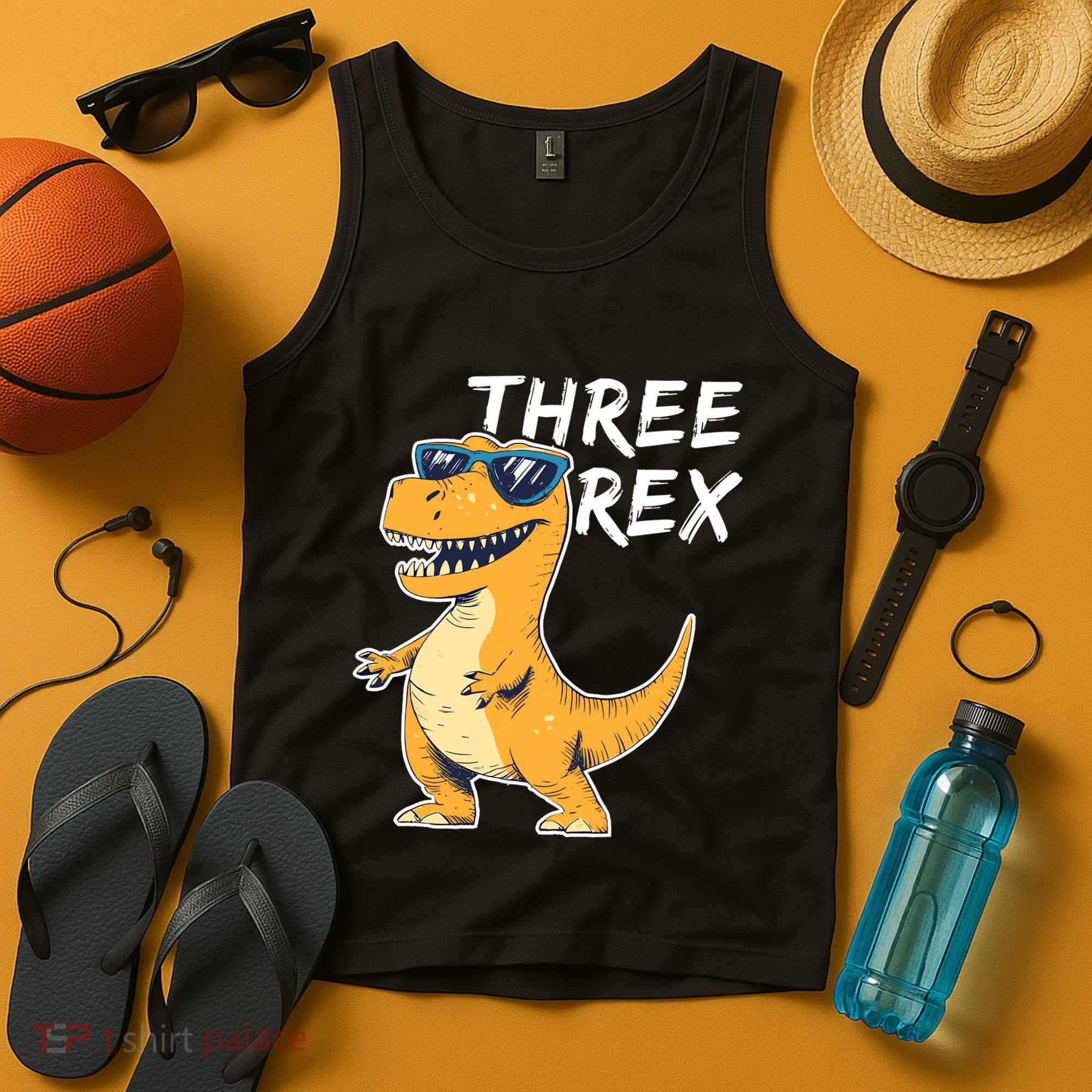 Three Rex 3rd Birthday Gifts Third Dinosaur Boy 3 Years Old Tank Top