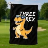 Three Rex 3rd Birthday Gifts Third Dinosaur Boy 3 Years Old Golf Towel thumb 1