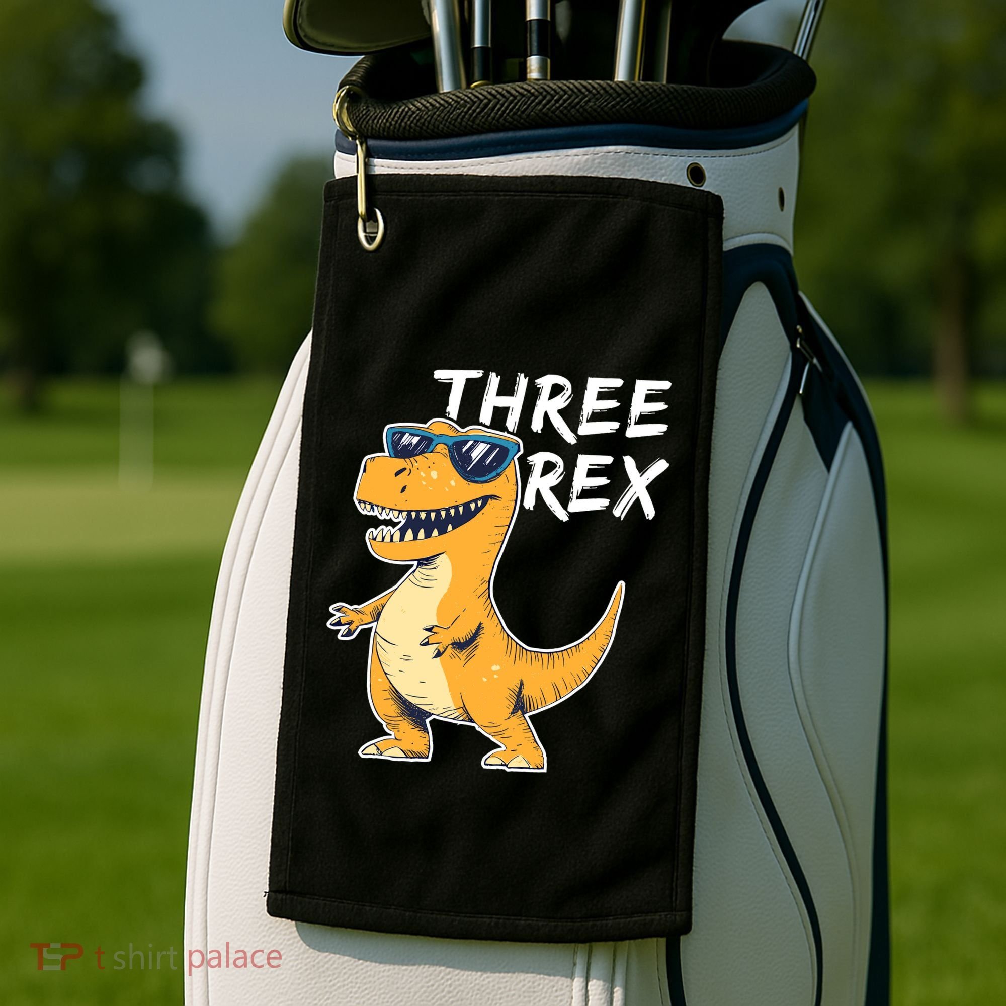 Three Rex 3rd Birthday Gifts Third Dinosaur Boy 3 Years Old Golf Towel