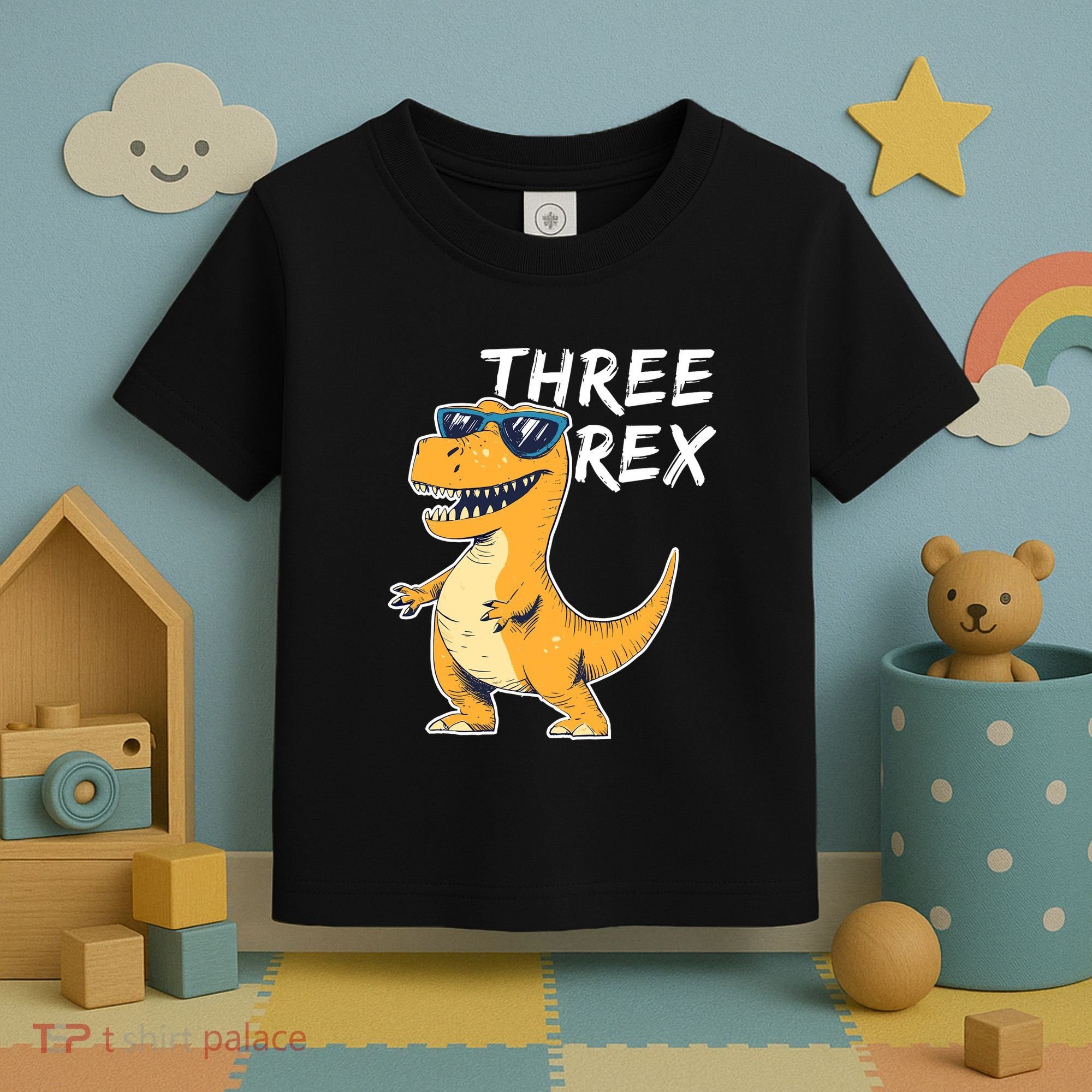 Three Rex 3rd Birthday Gifts Third Dinosaur Boy 3 Years Old Toddler T-Shirt