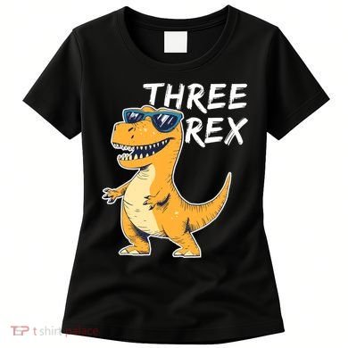 Three Rex 3rd Birthday Gifts Third Dinosaur Boy 3 Years Old Women's T-Shirt