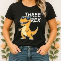 Three Rex 3rd Birthday Gifts Third Dinosaur Boy 3 Years Old Women's T-Shirt thumb 2