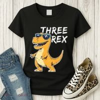 Three Rex 3rd Birthday Gifts Third Dinosaur Boy 3 Years Old Women's T-Shirt thumb 3