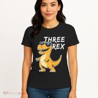 Three Rex 3rd Birthday Gifts Third Dinosaur Boy 3 Years Old Women's T-Shirt thumb 4