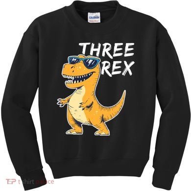 Three Rex 3rd Birthday Gifts Third Dinosaur Boy 3 Years Old Kids Sweatshirt