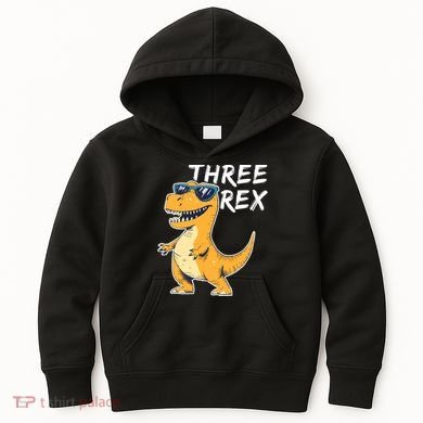 Three Rex 3rd Birthday Gifts Third Dinosaur Boy 3 Years Old Kids Hoodie