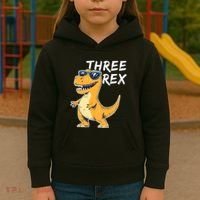 Three Rex 3rd Birthday Gifts Third Dinosaur Boy 3 Years Old Kids Hoodie thumb 3