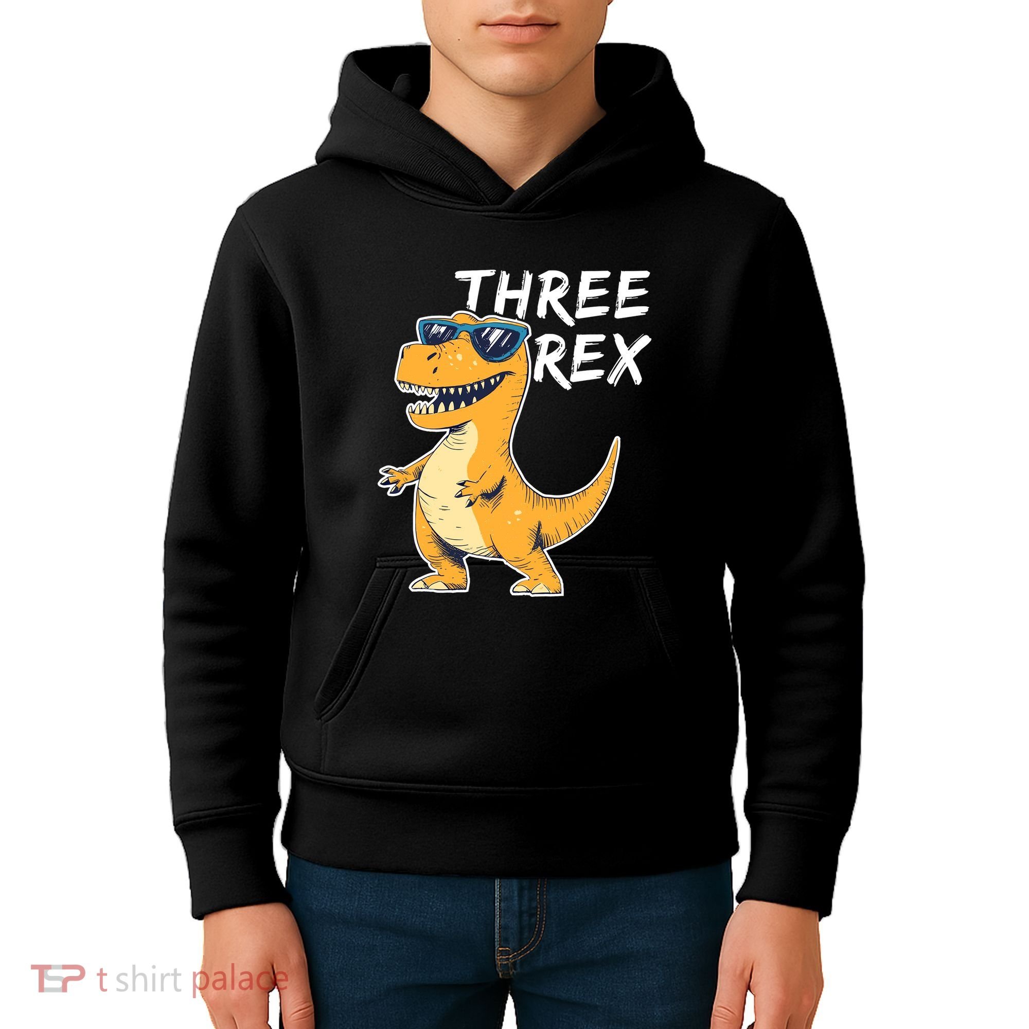 Three Rex 3rd Birthday Gifts Third Dinosaur Boy 3 Years Old Kids Hoodie