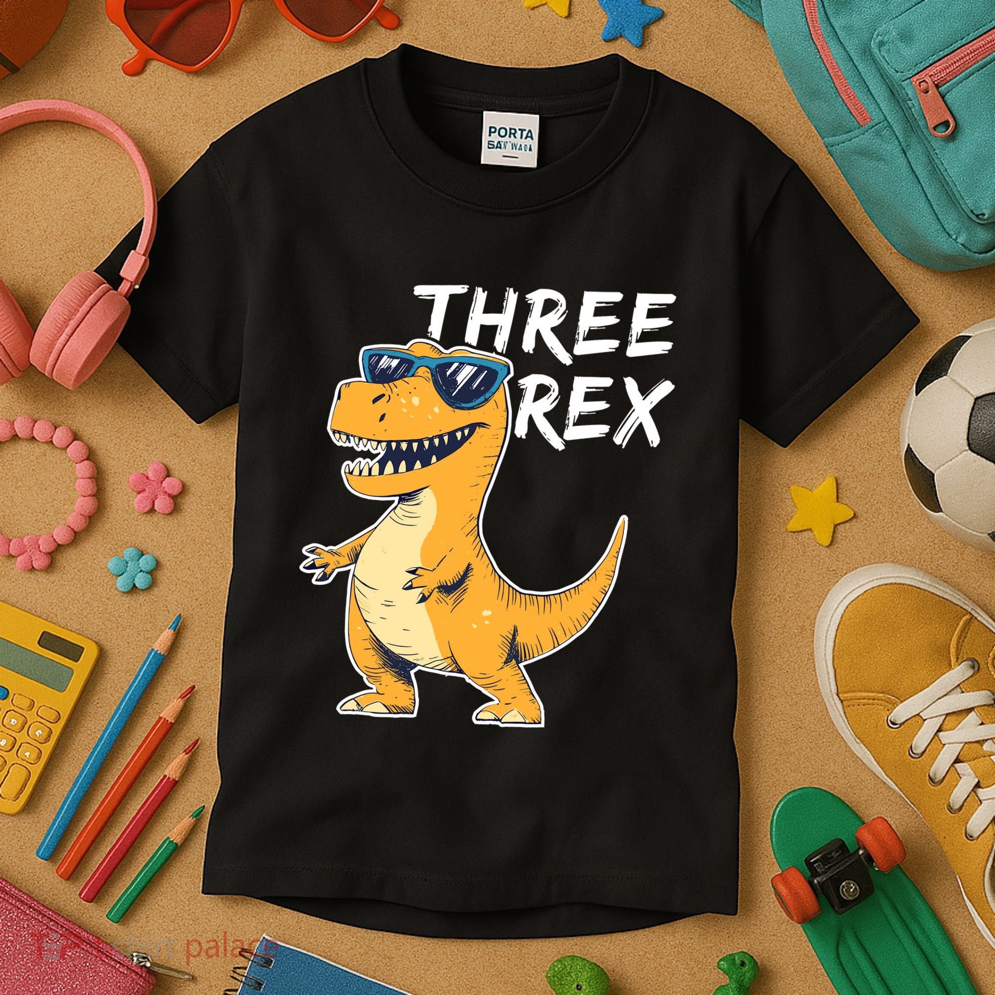 Three Rex 3rd Birthday Gifts Third Dinosaur Boy 3 Years Old Kids T-Shirt