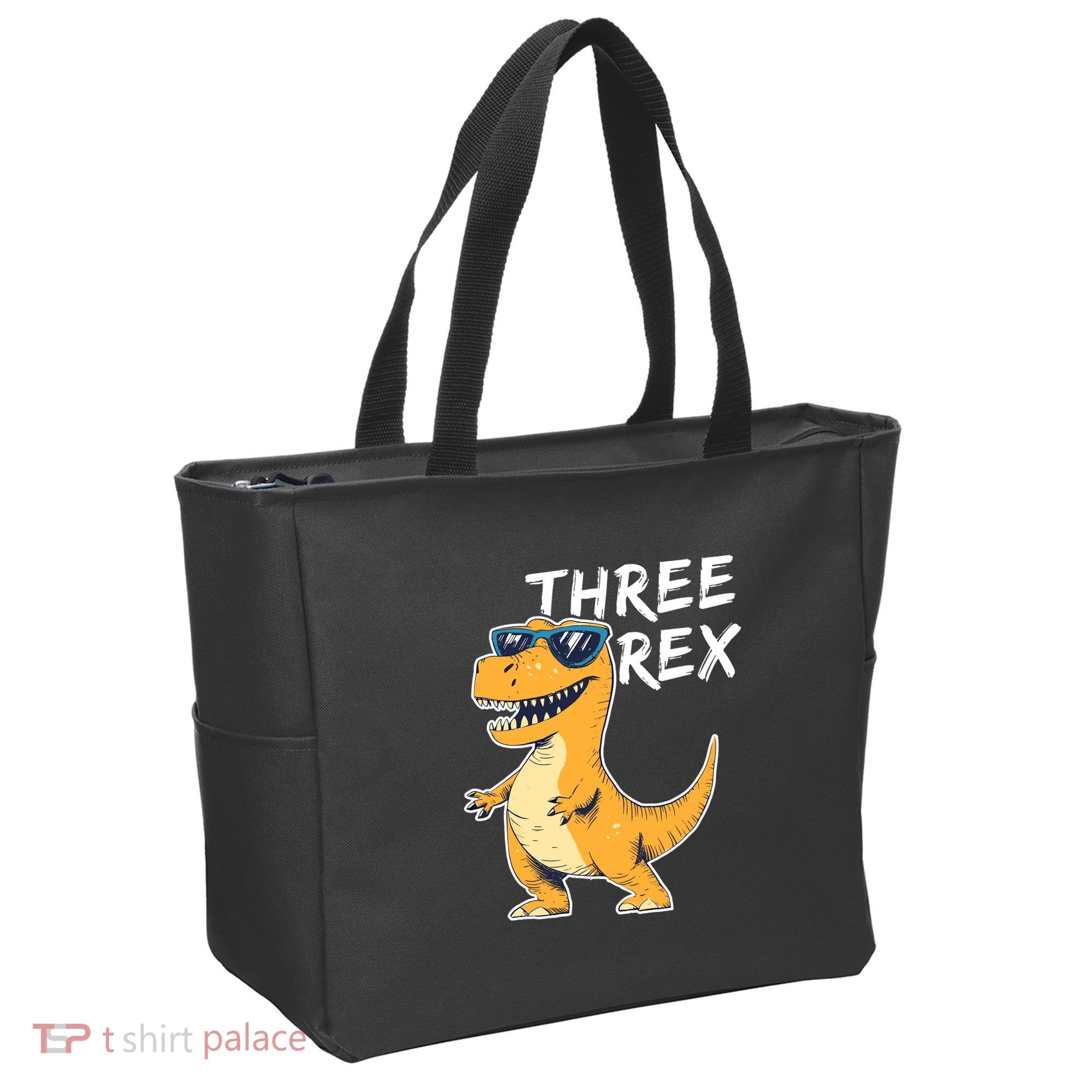 Three Rex 3rd Birthday Gifts Third Dinosaur Boy 3 Years Old Tote Bag