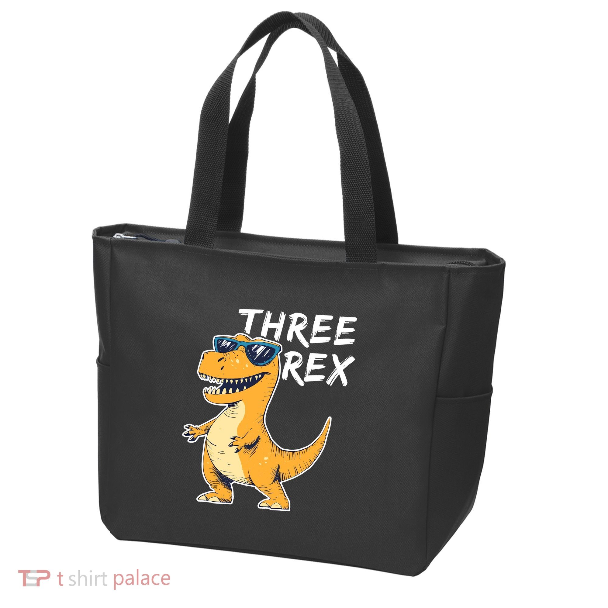 Three Rex 3rd Birthday Gifts Third Dinosaur Boy 3 Years Old Tote Bag