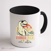 Three Rex 3rd Birthday Third Dinosaur 3 Year Old Coffee Mug thumb 1