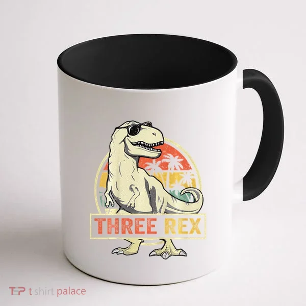 Three Rex 3rd Birthday Third Dinosaur 3 Year Old Coffee Mug