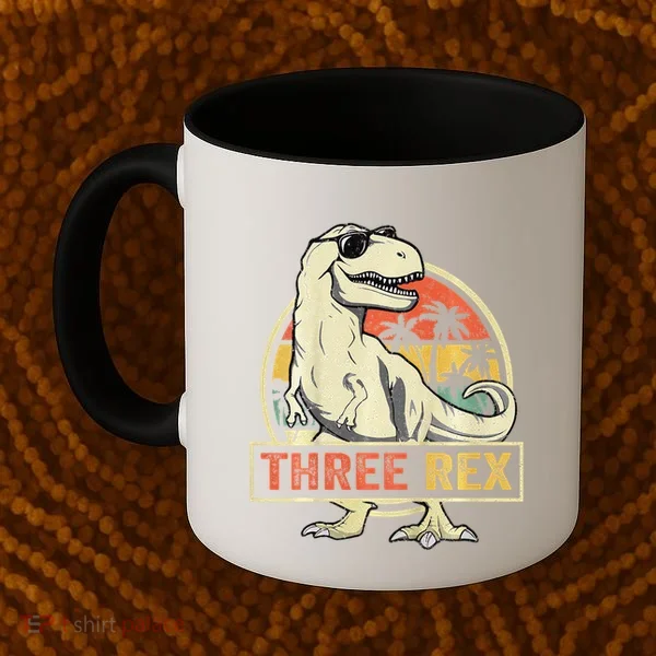 Three Rex 3rd Birthday Third Dinosaur 3 Year Old Coffee Mug