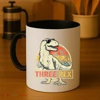 Three Rex 3rd Birthday Third Dinosaur 3 Year Old Coffee Mug thumb 4