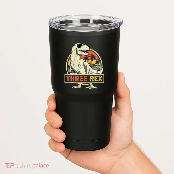 Three Rex 3rd Birthday Third Dinosaur 3 Year Old Tumbler