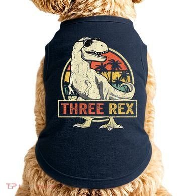 Three Rex 3rd Birthday Third Dinosaur 3 Year Old Doggie Tank