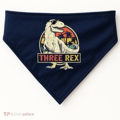 Three Rex 3rd Birthday Third Dinosaur 3 Year Old USA-Made Doggie Bandana