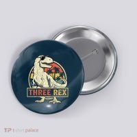 Three Rex 3rd Birthday Third Dinosaur 3 Year Old Button thumb 0