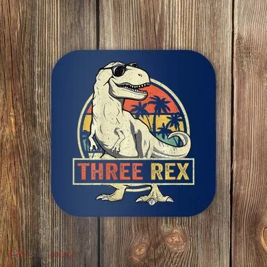 Three Rex 3rd Birthday Third Dinosaur 3 Year Old Coaster