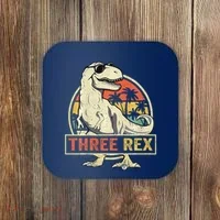 Three Rex 3rd Birthday Third Dinosaur 3 Year Old Coaster thumb 0