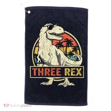 Three Rex 3rd Birthday Third Dinosaur 3 Year Old Golf Towel